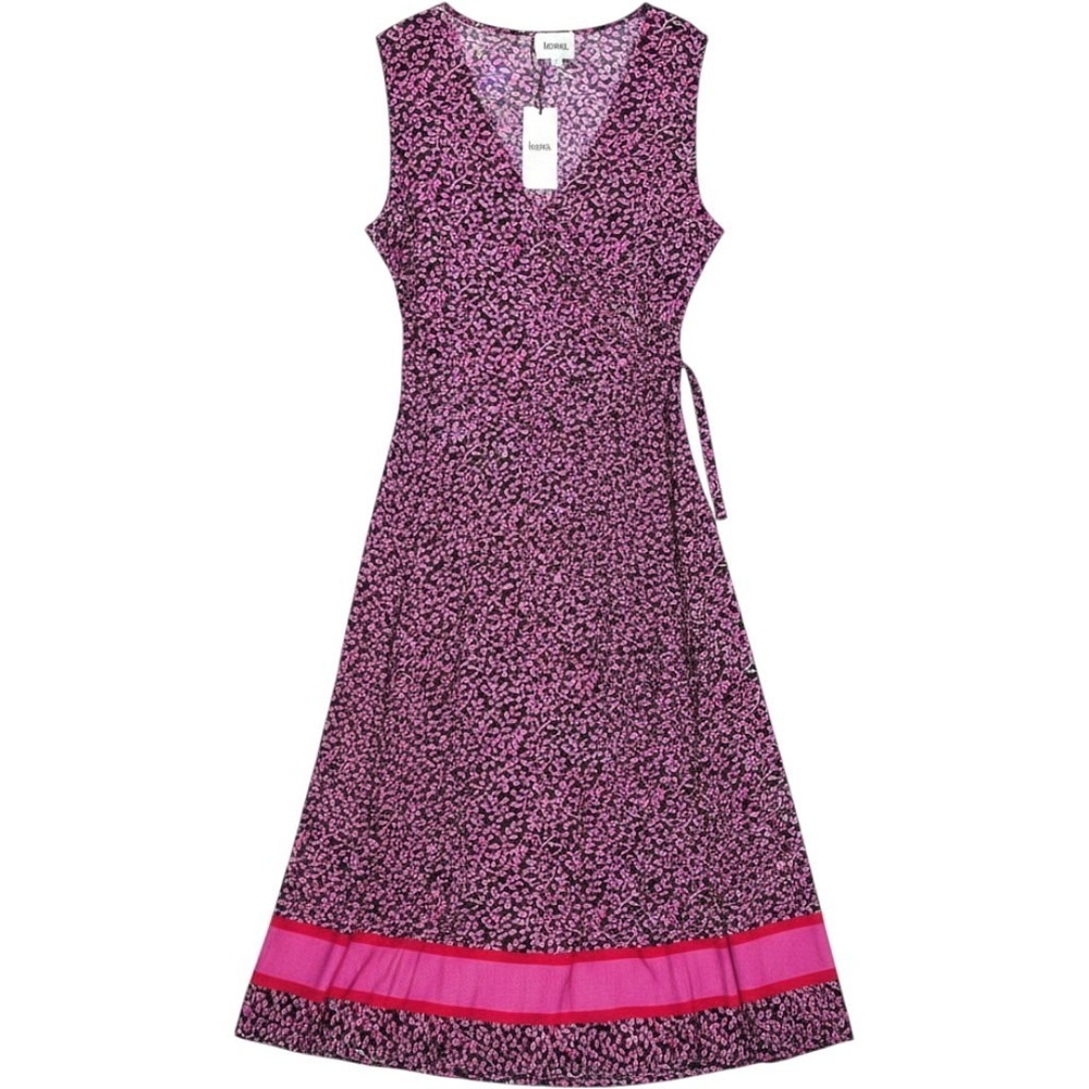 Leota Justine Faux Wrap Dress Pink Purple Floral Midi Sleeveless Plus 2L 18-20‎